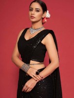 Black Pure Georgette Saree